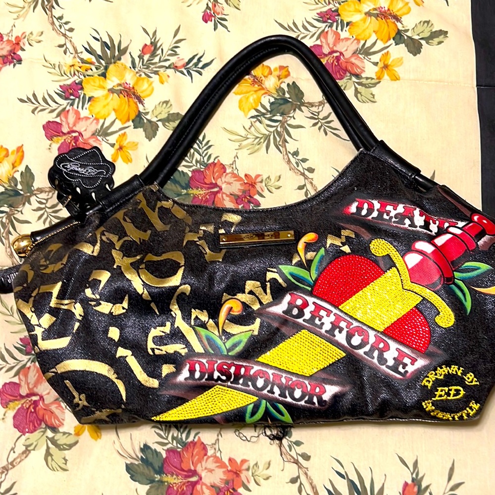 Ed Hardy, multicolored Black medium purse